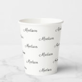 カスタム白黒スクリプト名文字エレガント 紙コップ (左)