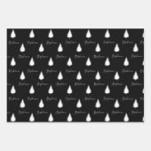 カスタム白黒ツリーメリークリスマス ラッピングペーパーシート (正面)