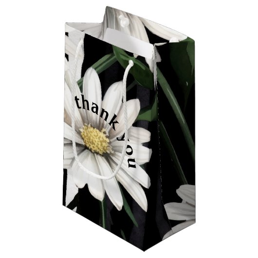 カスタム白黒デイジーありがとう スモールペーパーバッグ (正面アングル)