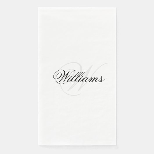 カスタム白黒ネームモノグラムゲストタオル (正面)
