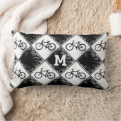 カスタム白黒バイクのモノグラムイニシア ランバークッション (ブランケット)