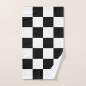 カスタム白黒パターンの市松模様にハート バスタオルセット (ハンドタオル)