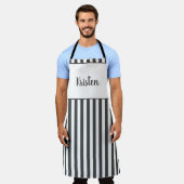 カスタム白黒パターンパーソナライズされた文字 エプロン (着用した状態)
