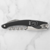 カスタム白黒パーソナライズされたモノグラム ソムリエナイフ (裏面)