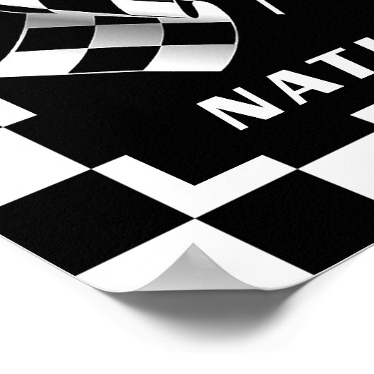 カスタム白黒フラ市松模様にグの正方形パターン ポスター (角)