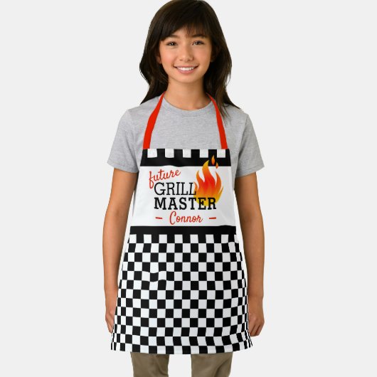 カスタム白黒フラ市松模様にグパターン エプロン (インサイチュ)