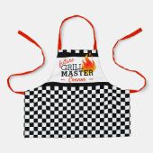 カスタム白黒フラ市松模様にグパターン エプロン (正面)