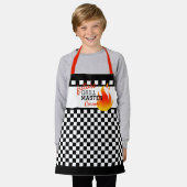 カスタム白黒フラ市松模様にグパターン エプロン (着用した状態)