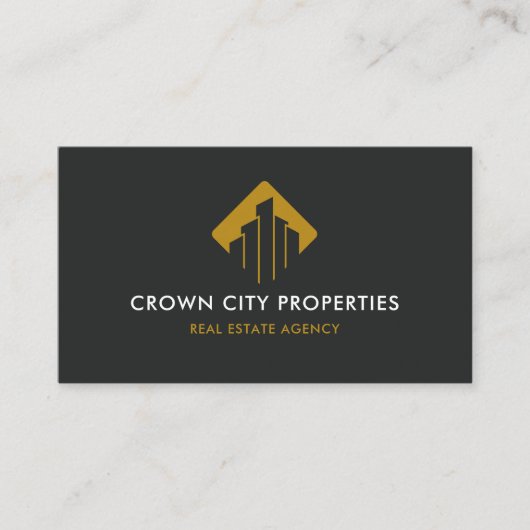 カスタム白黒ブラウン実在エステートエージェント 名刺 (正面)