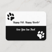 カスタム白黒ペットケアビジネスカード 名刺 (裏面)