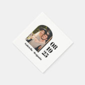 カスタム白黒ミニマル写真名結婚の スタンダードカクテルナプキン (角)