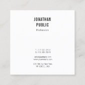 カスタム白黒モダンシンプルテンプレート スクエア名刺 (裏面)