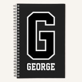 カスタム白黒モノグラパーソナライズされたム ノートブック (正面)