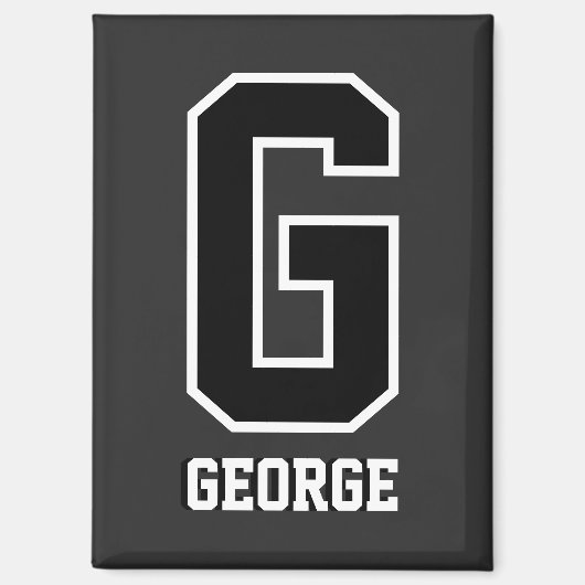 カスタム白黒モノグラパーソナライズされたム マグネット (正面)