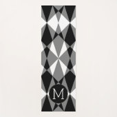 カスタム白黒モノグラムのスクウェアズモザイクアート ヨガマット (正面)