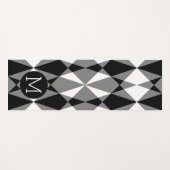 カスタム白黒モノグラムのスクウェアズモザイクアート ヨガマット (正面(横))