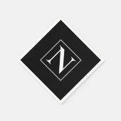 カスタム白黒モノグラム事業パーティー スタンダードカクテルナプキン (角)