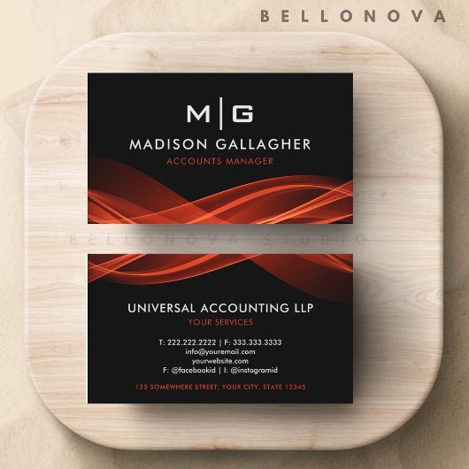 カスタム白黒レッドプロフェッショナル 名刺