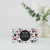 カスタム白黒レッドラブハートプロフェッショナル 名刺 (スタンド正面)