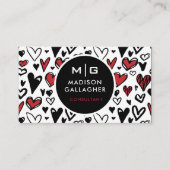 カスタム白黒レッドラブハートプロフェッショナル 名刺 (正面)