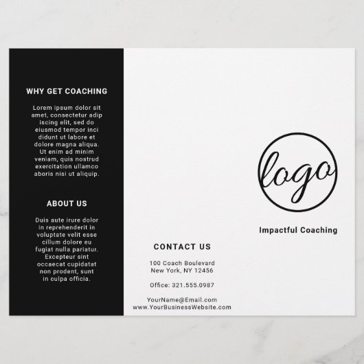 カスタム白黒ロゴ3折パンフレット (正面)