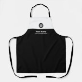 カスタム白黒ロゴ、名前、会社 エプロン (正面)