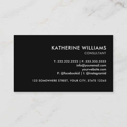 カスタム白黒一文字プロフェッショナル 名刺 (裏面)