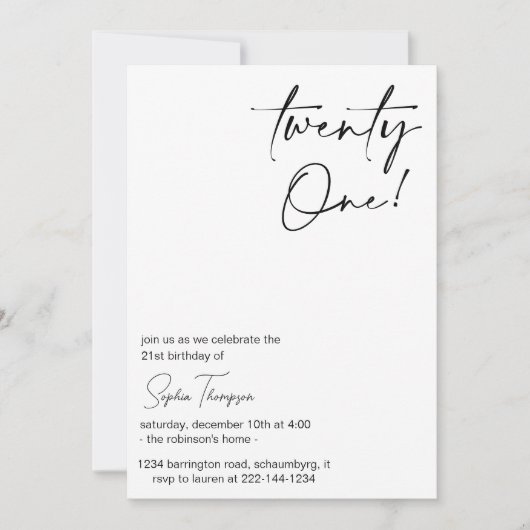 カスタム白黒写真21歳のパーティー 招待状 (正面)