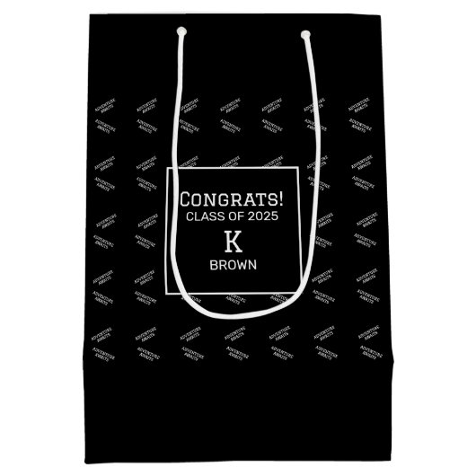 カスタム白黒卒業抱き枕 ミディアムペーパーバッグ (裏面)