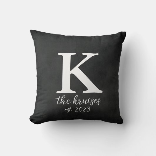 カスタム白黒名設立年 クッション (正面)