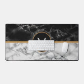 カスタム白黒大理石デスクマット デスクマット (キーボード&マウス)