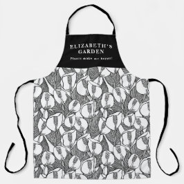 カスタム白黒平和ゆり模様 エプロン