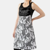 カスタム白黒平和ゆり模様 エプロン (インサイチュ)