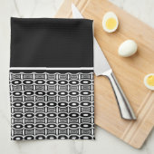 カスタム白黒抽象芸術パターン キッチンタオル (四つ折り)