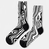 カスタム白黒抽象芸術波 ソックス (左)