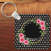 カスタム白黒水玉模様母の日 キーホルダー (正面)