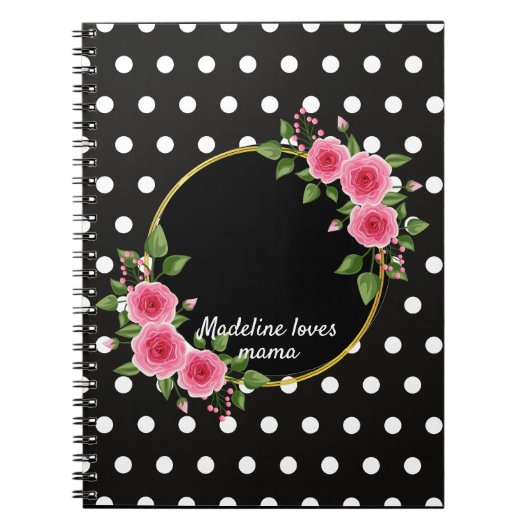 カスタム白黒水玉模様母の日 ノートブック (正面)