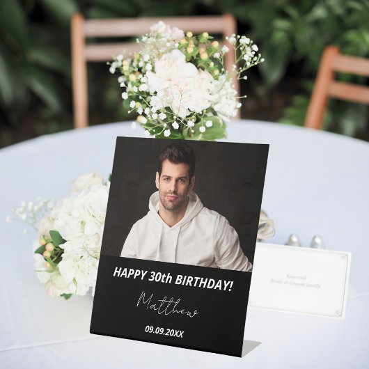 カスタム白黒男30歳の誕生日 台座サイン