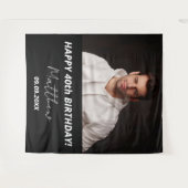 カスタム白黒男40歳の誕生日 タペストリー (正面(横))