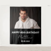 カスタム白黒男40歳の誕生日 タペストリー (正面)