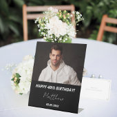 カスタム白黒男40歳の誕生日 台座サイン