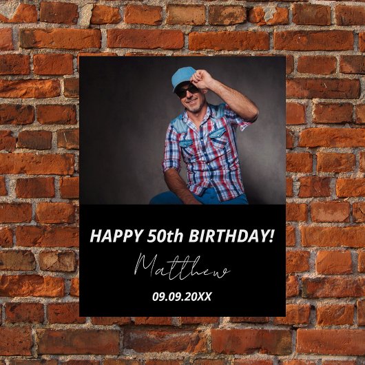 カスタム白黒男50歳の誕生日 ポスター