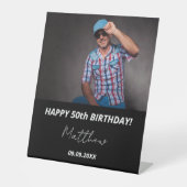 カスタム白黒男50歳の誕生日 台座サイン (正面)