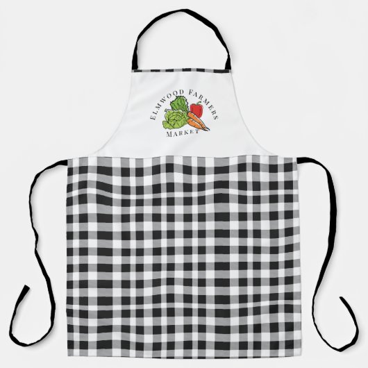 カスタム白黒野菜農家市場 エプロン (正面)