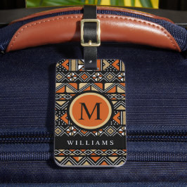 カスタム白黒金ゴールドオレンジパタアステカーン ラゲッジタグ