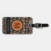 カスタム白黒金ゴールドオレンジパタアステカーン ラゲッジタグ (正面横)