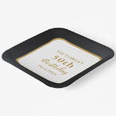 カスタム白黒金ゴールド50誕生日 ペーパープレート (傾斜あり)