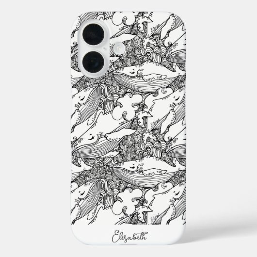 カスタム白黒鯨類 Case-Mate iPhoneケース (裏面)