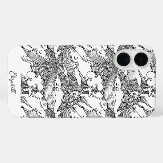 カスタム白黒鯨類 Case-Mate iPhoneケース (裏面 (横))