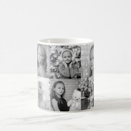 カスタム白黒10個の思い出フォトコラージュ モーフィングマグカップ (中央)
